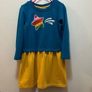 Hanna Andersson Blue and Yellow Kids Star 💫 Sweatshirt Dress  Size 110